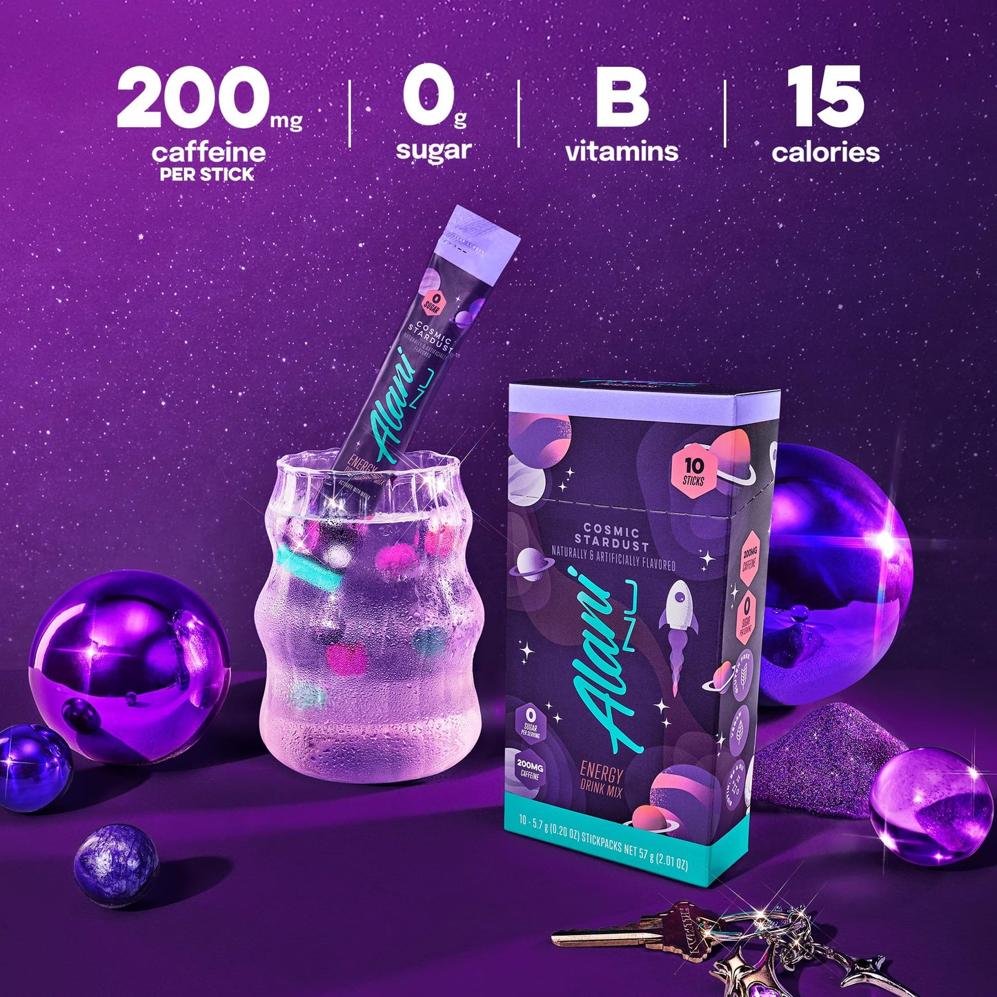 Alani Nu COSMIC STARDUST, Energy Sticks Drink Powder, 200mg Caffeine, Pre Workout Performance with Antioxidants, On-The-Go Drink Mix, Biotin, B