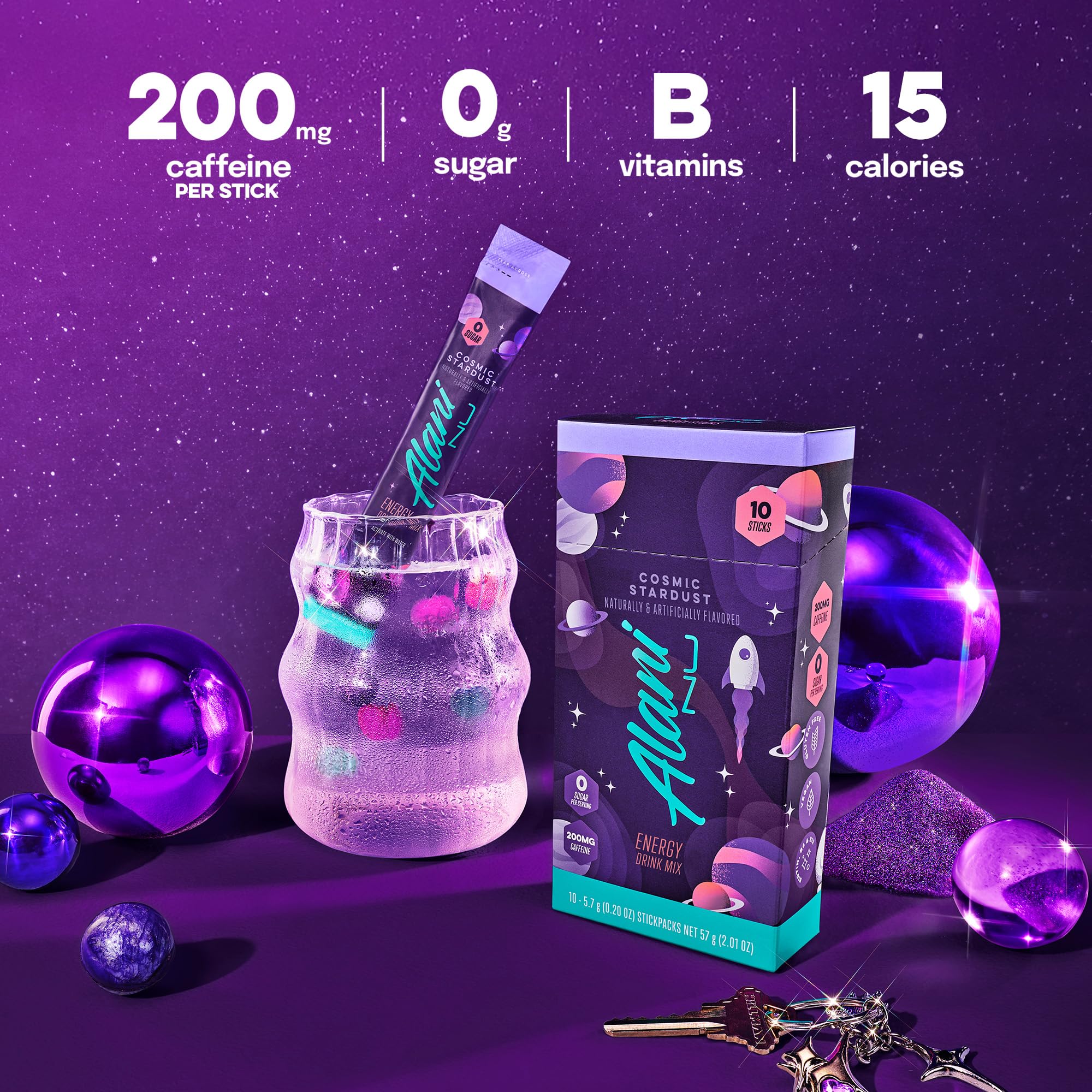 Alani Nu COSMIC STARDUST, Energy Sticks Drink Powder, 200mg Caffeine, Pre Workout Performance with Antioxidants, On-The-Go Drink Mix, Biotin, B