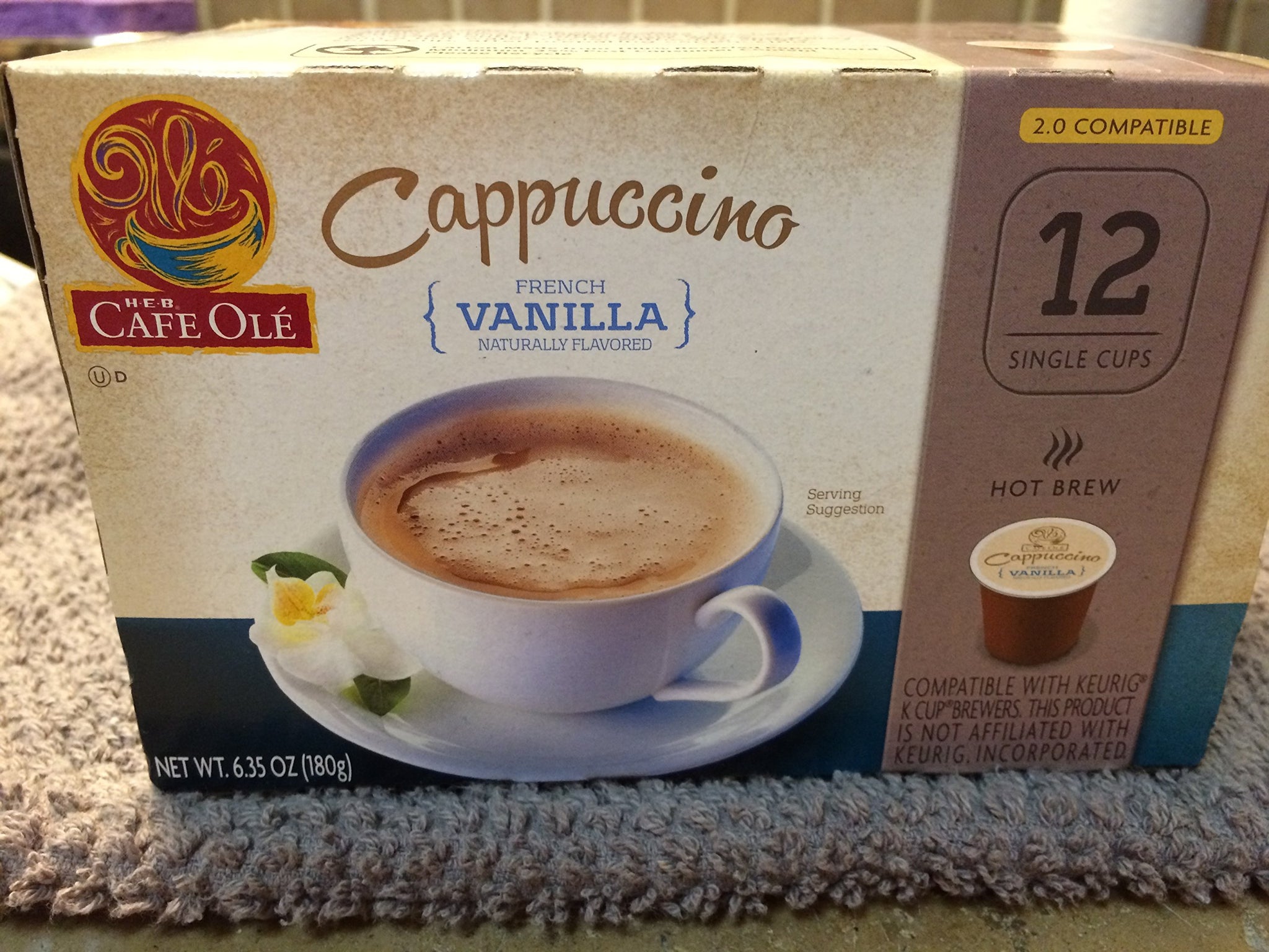 H.E.B. Cafe Ole Cappuccino VANILLA Flavored 12 single cups