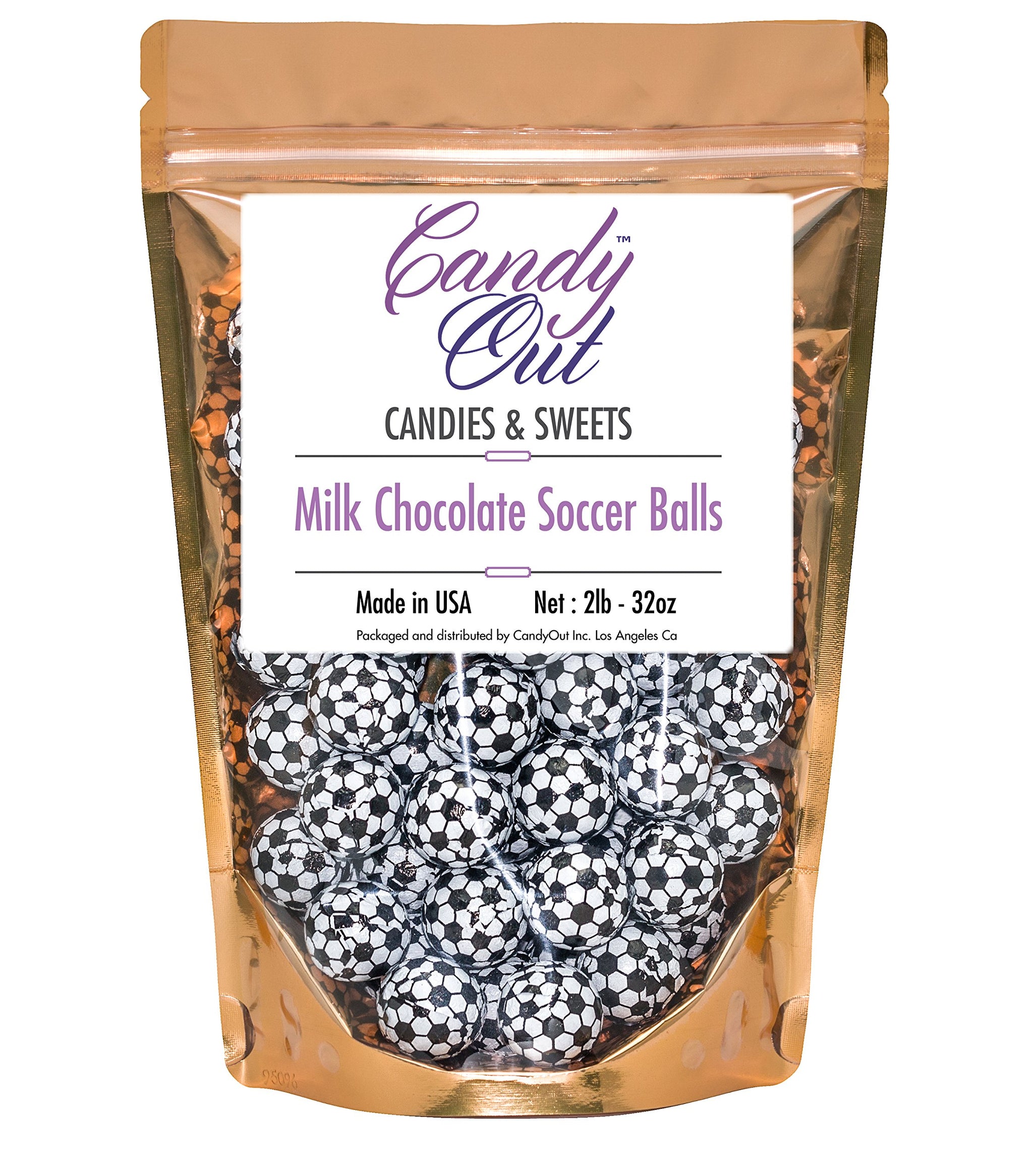 CandyOut Chocolate Soccer Balls 2 Pound - Foil Wrapped Chocolate Candy in Sealed Bag