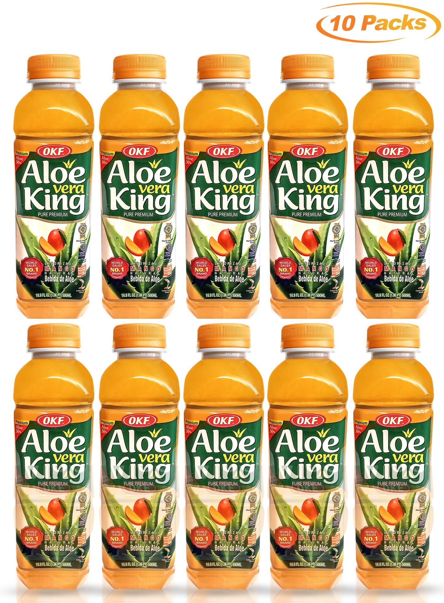 Okf Aloe Vera King Mango Drink, 16.9oz (Pack of 10)