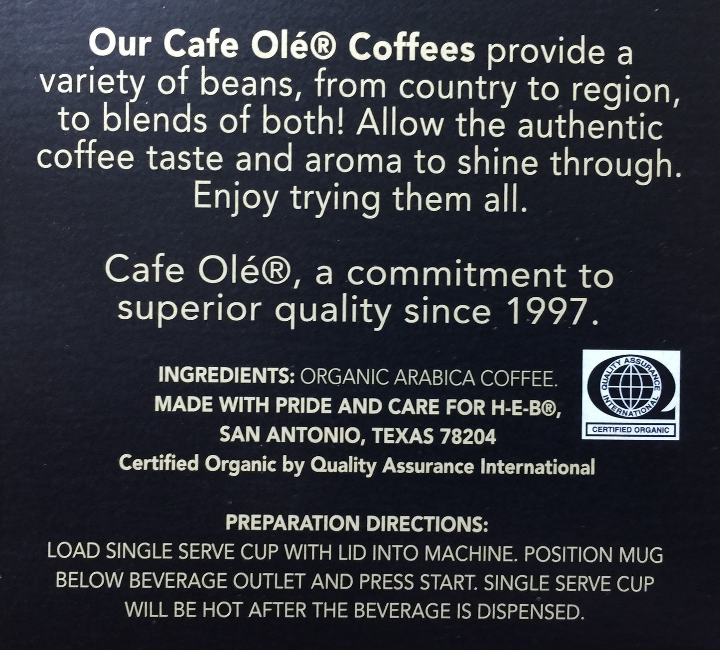 CAFE OLÃ‰ Cafe Ole Organics Peruvian Medium Roast Single Serve Coffee Cups