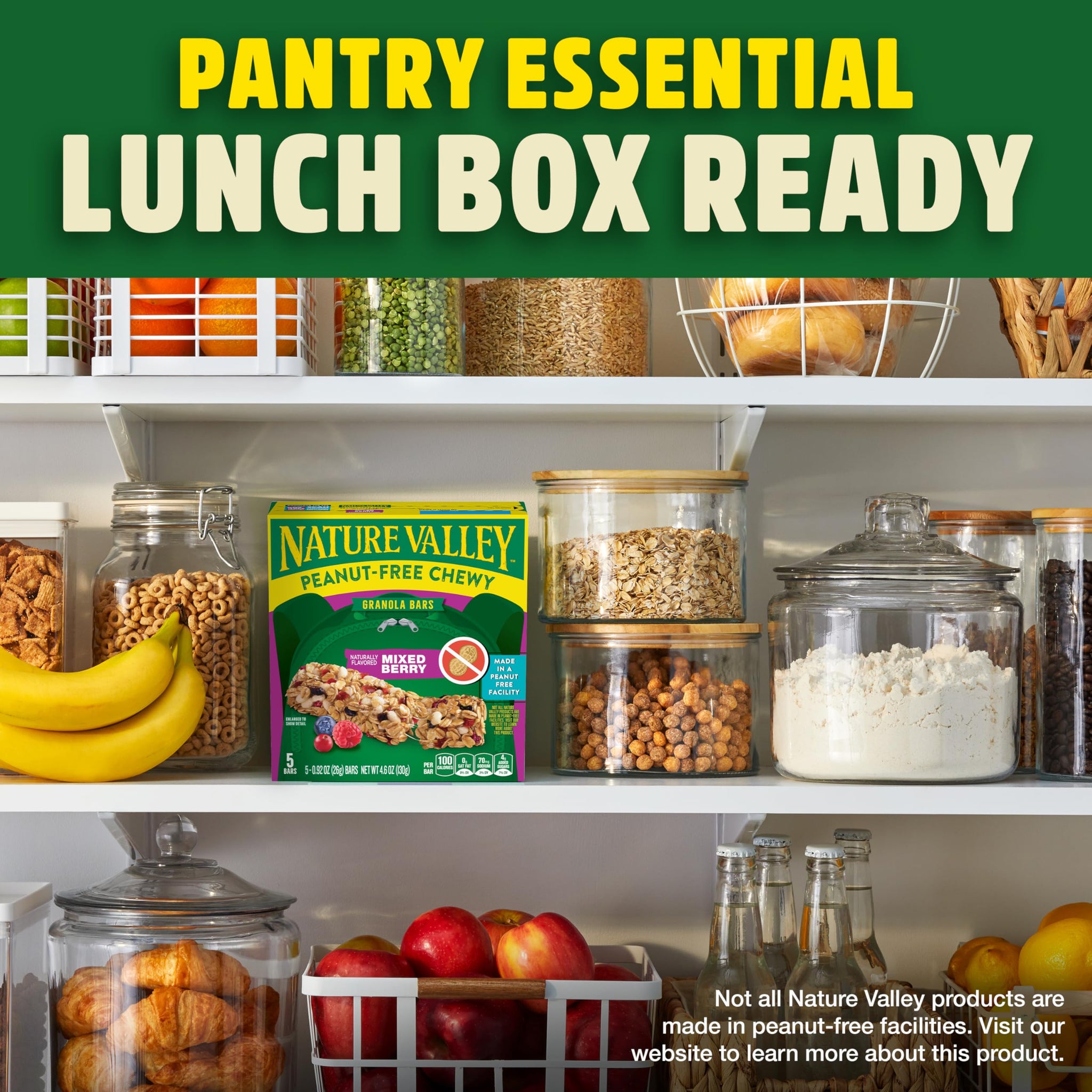 Nature Valley Peanut-Free Chewy Granola Bars, Mixed Berry, Made in a Peanut Free Facility, 5 Bars, 4.6 oz