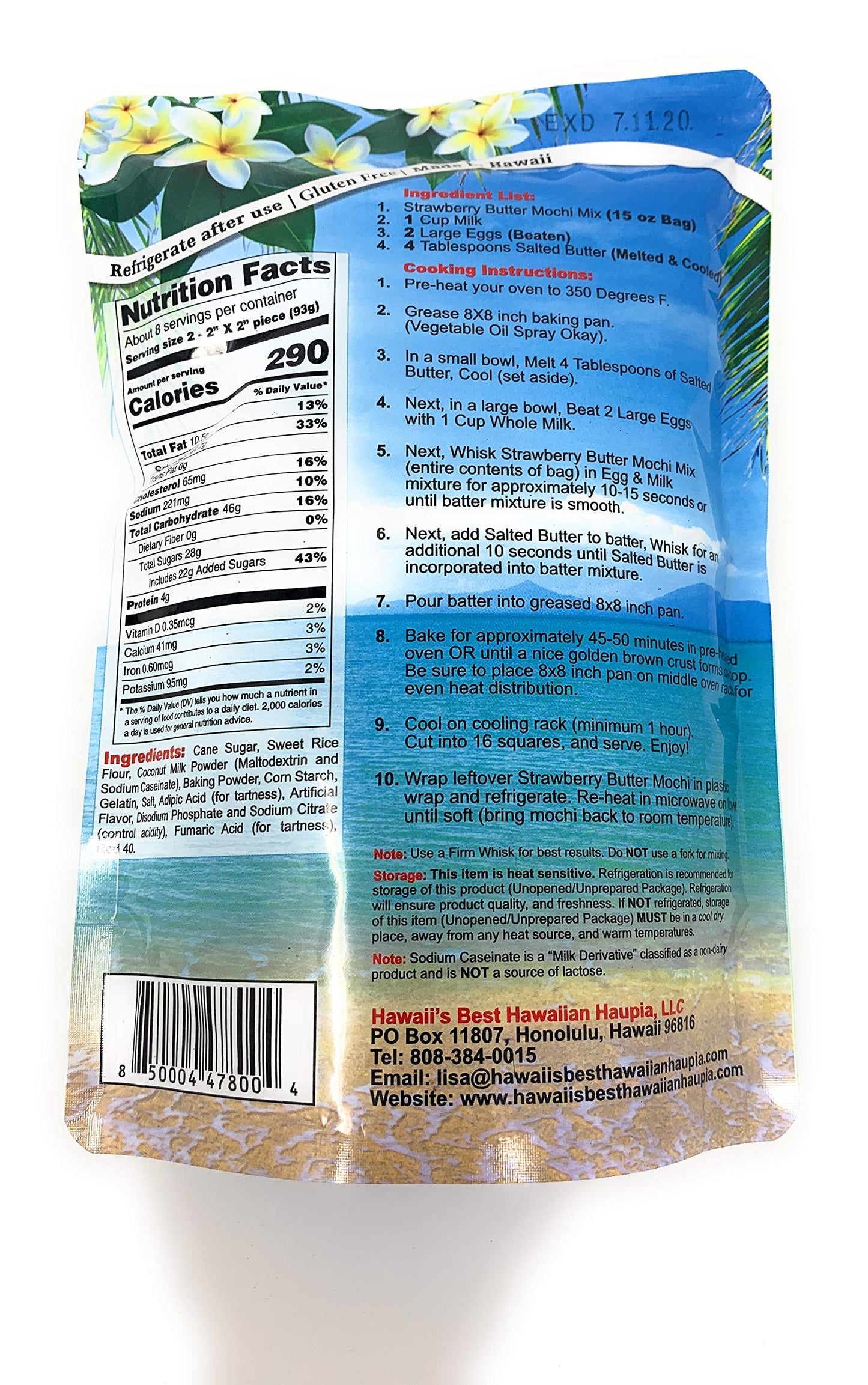 Hawaii's Best Hawaiian Strawberry Butter Mochi Mix 15 oz