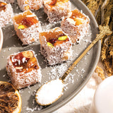 HazerBaba Coconut Dusted Turkish Delight Candy with Nuts, 8.8oz(Pack of 1)