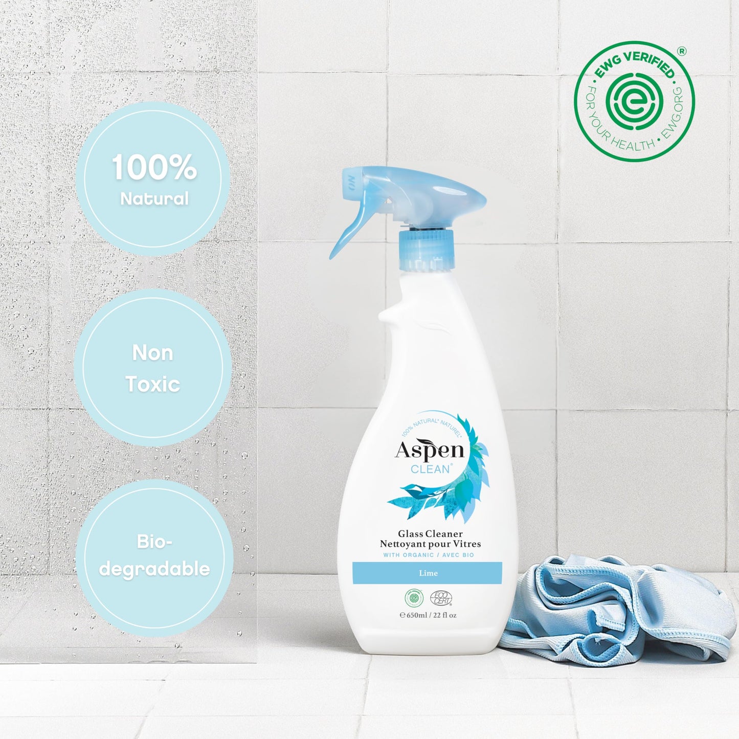 AspenClean | Glass Spray Cleaner | Streak-Free Window & Mirror Cleaner | Multi-Surface Cleaner| Non - Toxic | 100% Natural | EWG Verified | Pack of 2