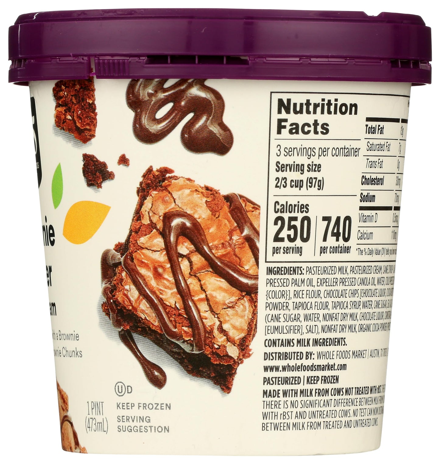 365 by Whole Foods Market Brownie Batter Ice Cream, 1 PT
