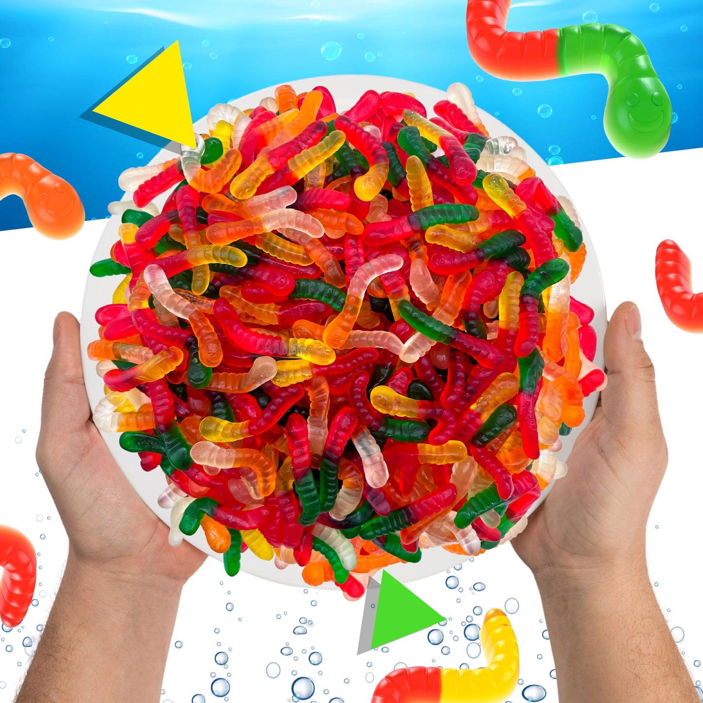 Mini Gummy Worms Candy, Chewy Fruity Treat (1 Pound Bag)
