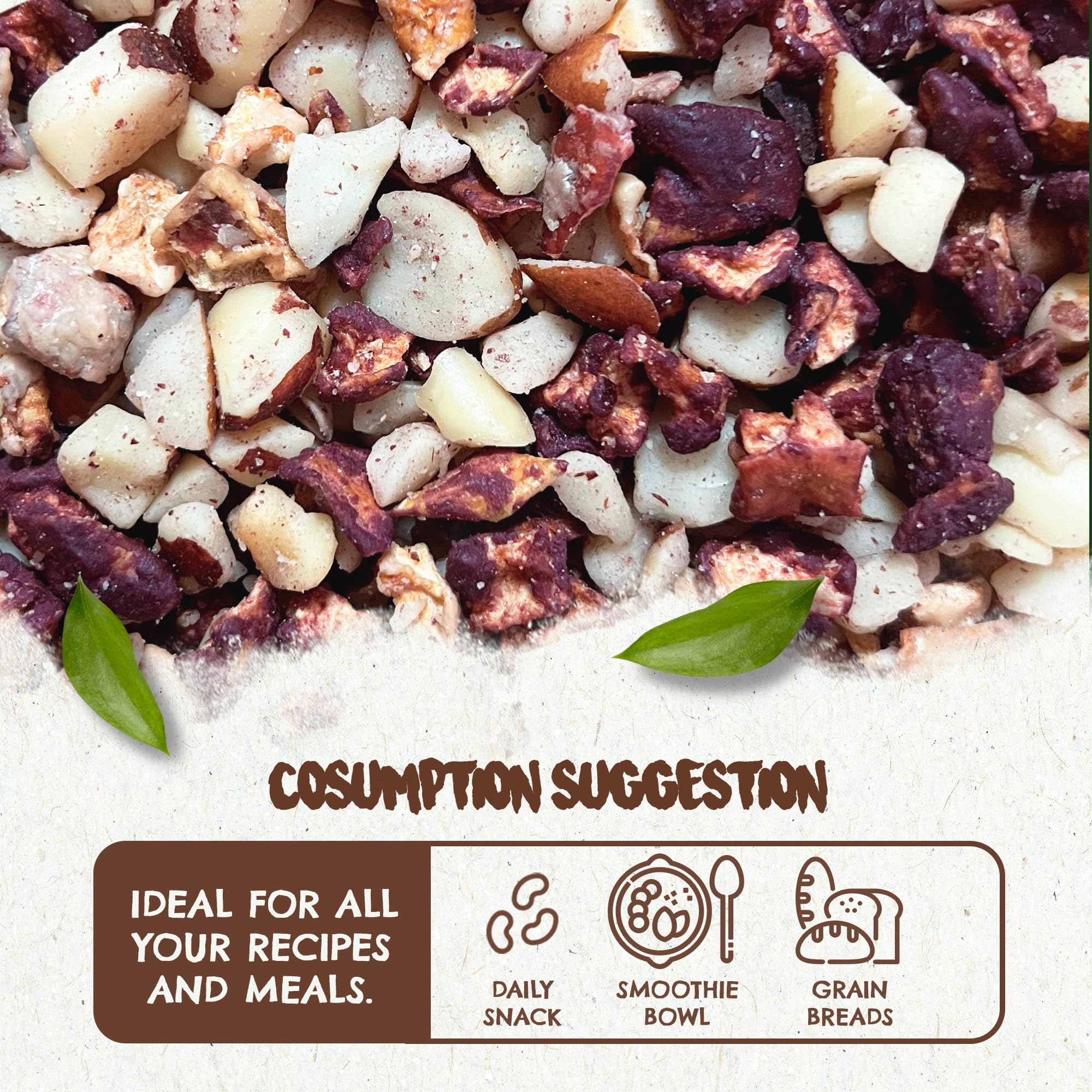 FOREST UP Snack Açaí Trail Mix 7 oz - The True Organic Brazil Nuts Roasted + Açaí Fruit Nibs + Cupuaçu Fruit Nibs - Nutrient-Rich and Practical Combo