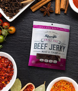 Sharifa Halal Beef Jerky, Sweet BBQ, (1) 2.85 oz. Bag - Great Everyday Halal Jerky Beef Meat Snack, 100 % Real Zabiha Halal Beef, 12g of Protein, 80