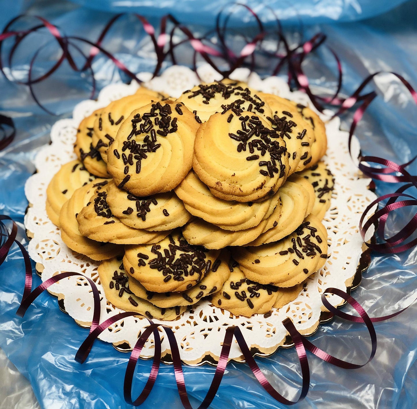 Chocolate Sprinkle Swirl Italian Cookies (2 lbs)