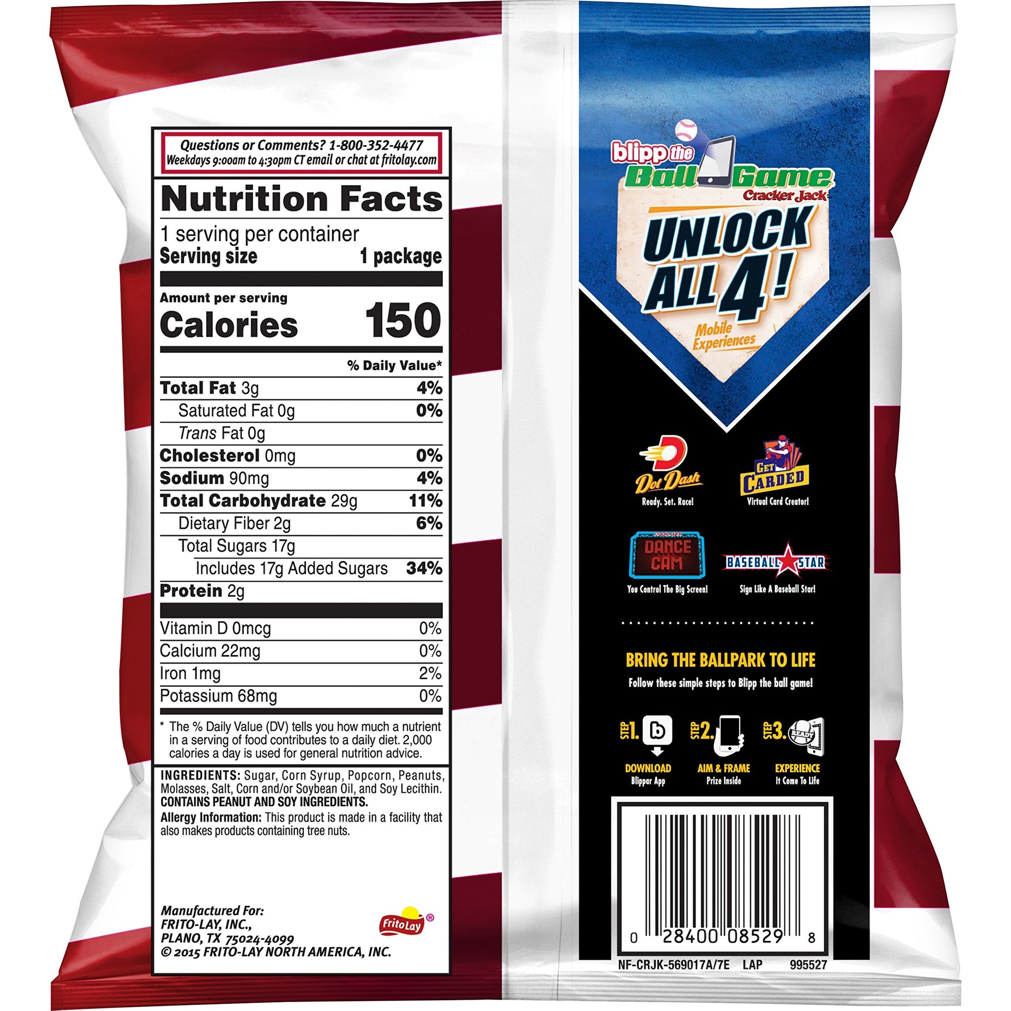 Cracker Jack Caramel Coated Popcorn & Peanuts 1.25 Oz. Bags (7 Bags)