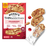 Nonni's THINaddictives Cranberry Almond Nut Cookies, Sweet Crunchy & Chewy Crisps, Individually Wrapped, Kosher Snack, Perfect with Coffee, 6 Packs