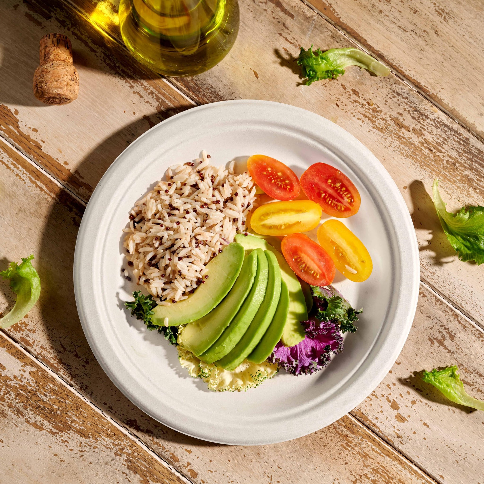 Munfix 100% Compostable Paper Plates 100 Pack, 6 Inch Heavy Duty Biodegradable Microwavable Disposable White Dessert Plates, Made of Eco-Friendly