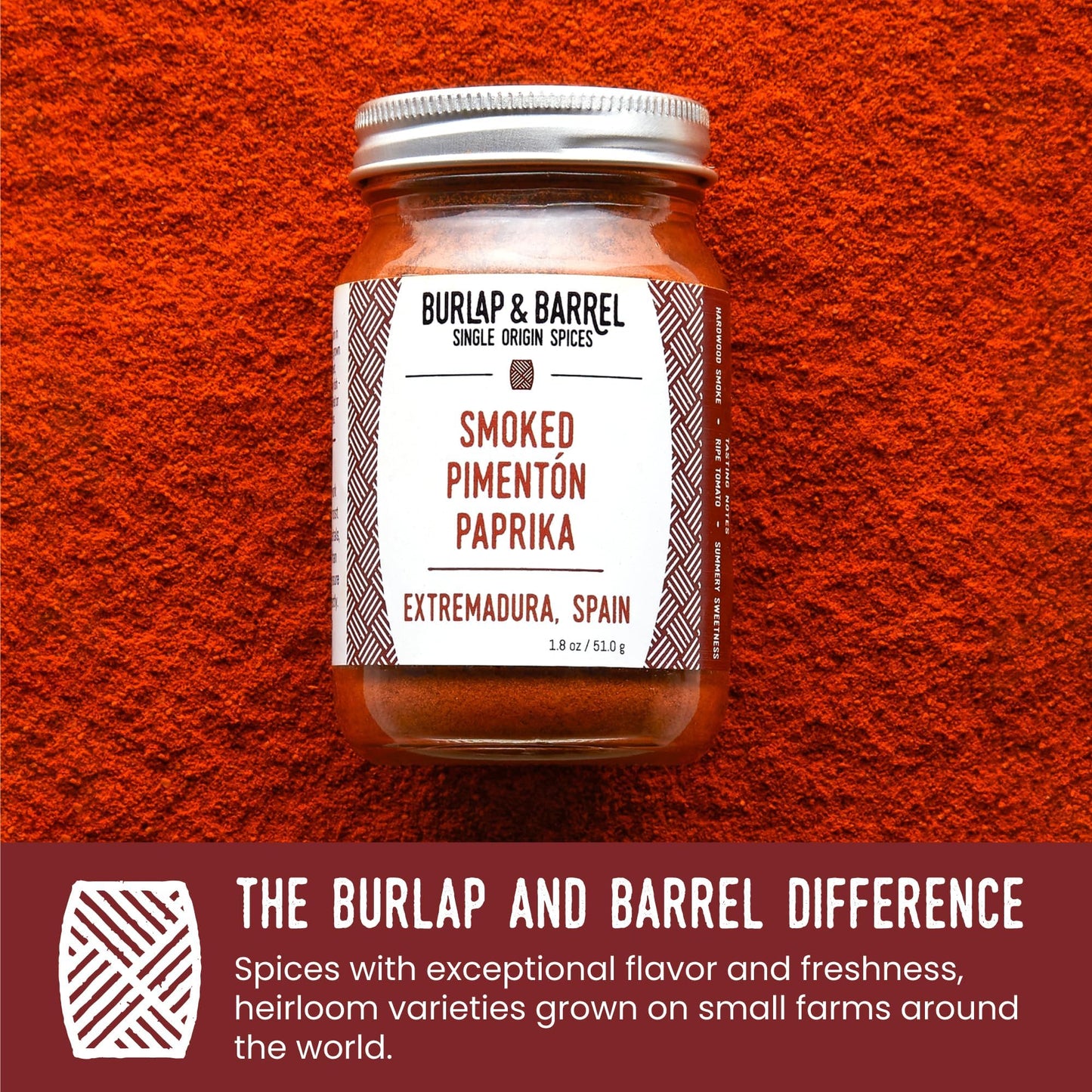 Burlap & Barrel Smoked Pimentón Paprika - Rich, Smoky Flavor with Mild Heat - Smoked Paprika Powder for Cooking - Savory Seasoning - As Seen On Shark