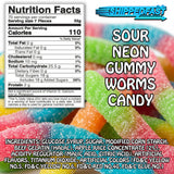 Sour Neon Gummy Worms Candy (5 Pound Bag) Multi-Flavored. Net Wt. 80oz.