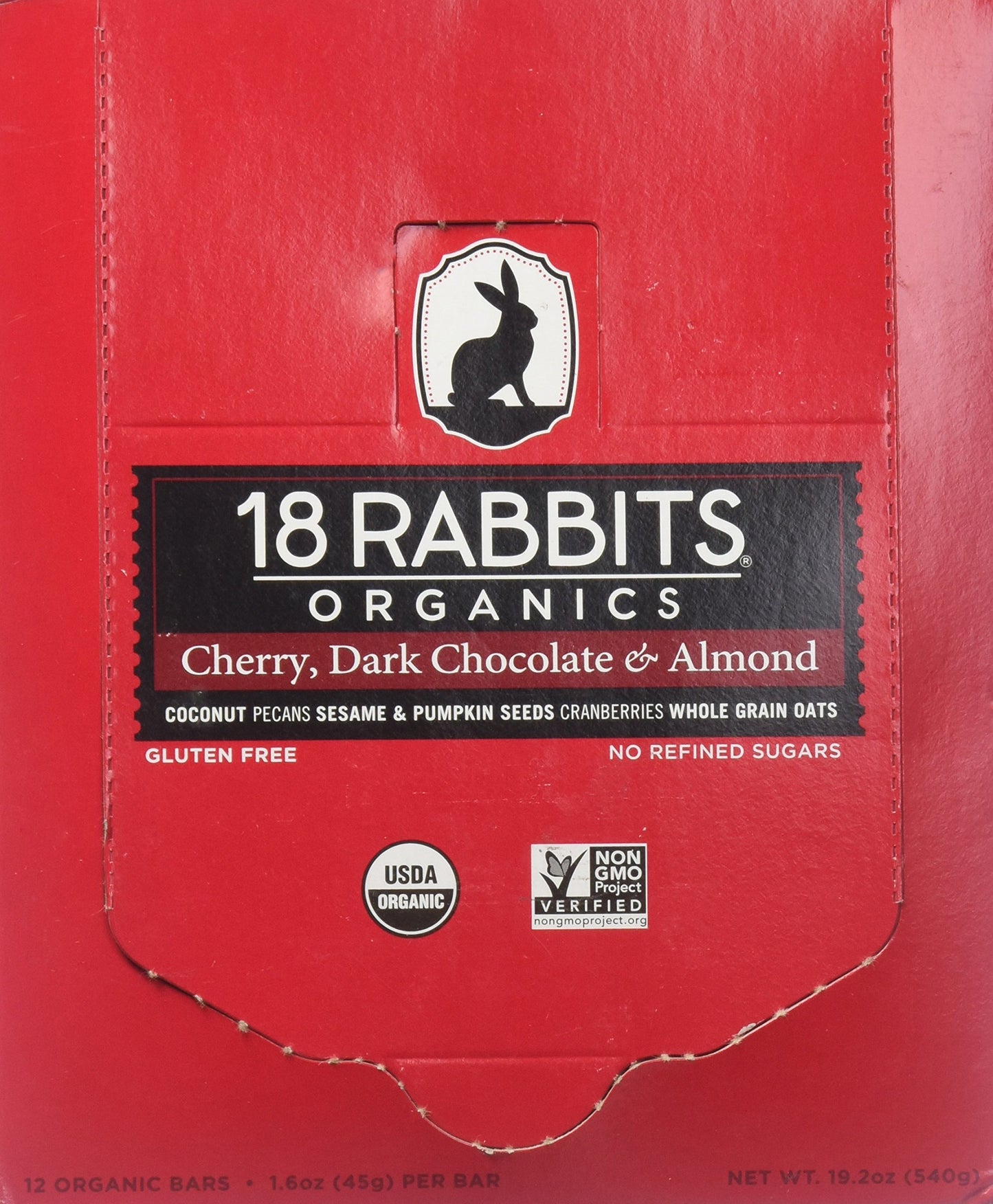 18 Rabbits Gluten Free Granola Bars - Cherry Dark Chocolate & Almond - 1.6 oz - 12 ct