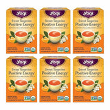Yogi Sweet Tangerine Positive Energy Tea - 16 Tea Bags per Pack (6 Packs) - Organic Tangerine Energy Tea - Includes Black Tea Leaf, Yerba Mate Leaf