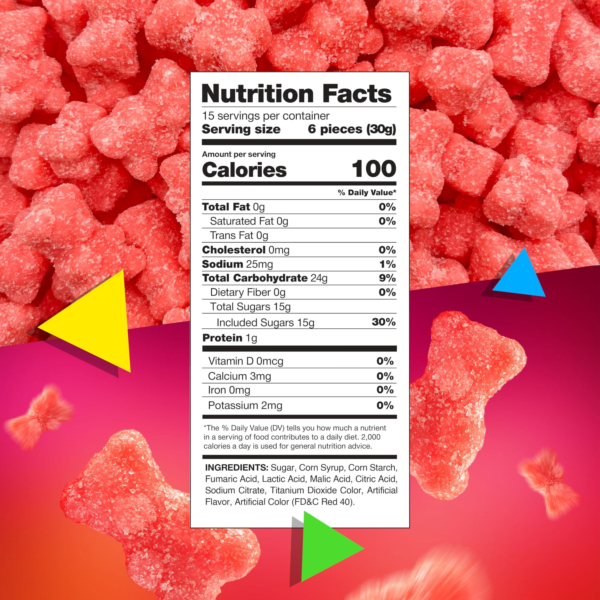Sour Bears Gummy Candy | 1 Lb Bag | Tutti-Frutti Jelly Candies | Gelatin Free Gummi Bears | Neon Pink Gummies for Gender Reveal, Baby Showers & Candy