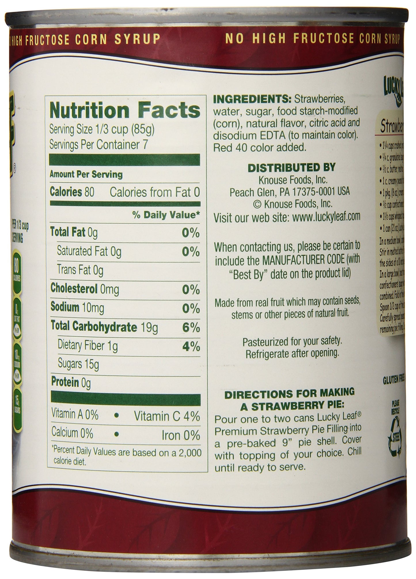 Lucky Leaf Premium Pie Filling, Strawberry, 21 Ounce