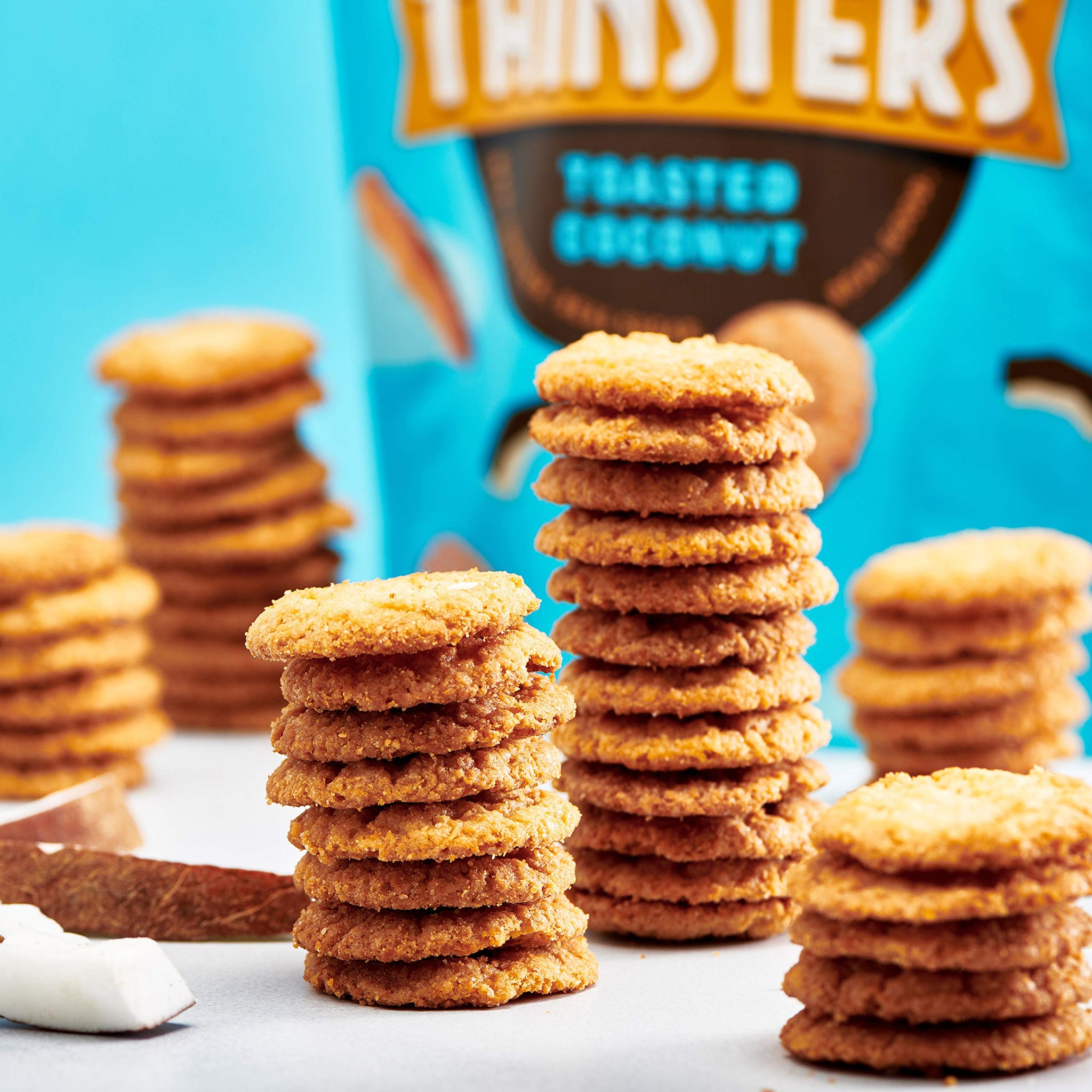 Thinsters Cookie Thins Cookies, Toasted Coconut, 16oz (Pack Of 2), Non-GMO, Peanut Free, No Corn Syrup, Crunchy Cookies, No Artificial Flavors