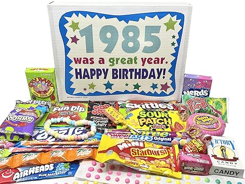 RETRO CANDY YUM ~ 1985 41st Birthday Gift Box of Nostalgic Candy from Childhood for 41 Year Old Man or Woman Born 1985