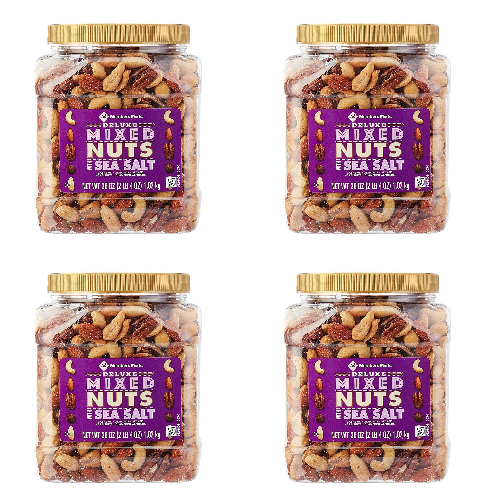 Member's Mark Deluxe Roasted Mixed Nuts With Sea Salt (34 Oz.) Pack of 4