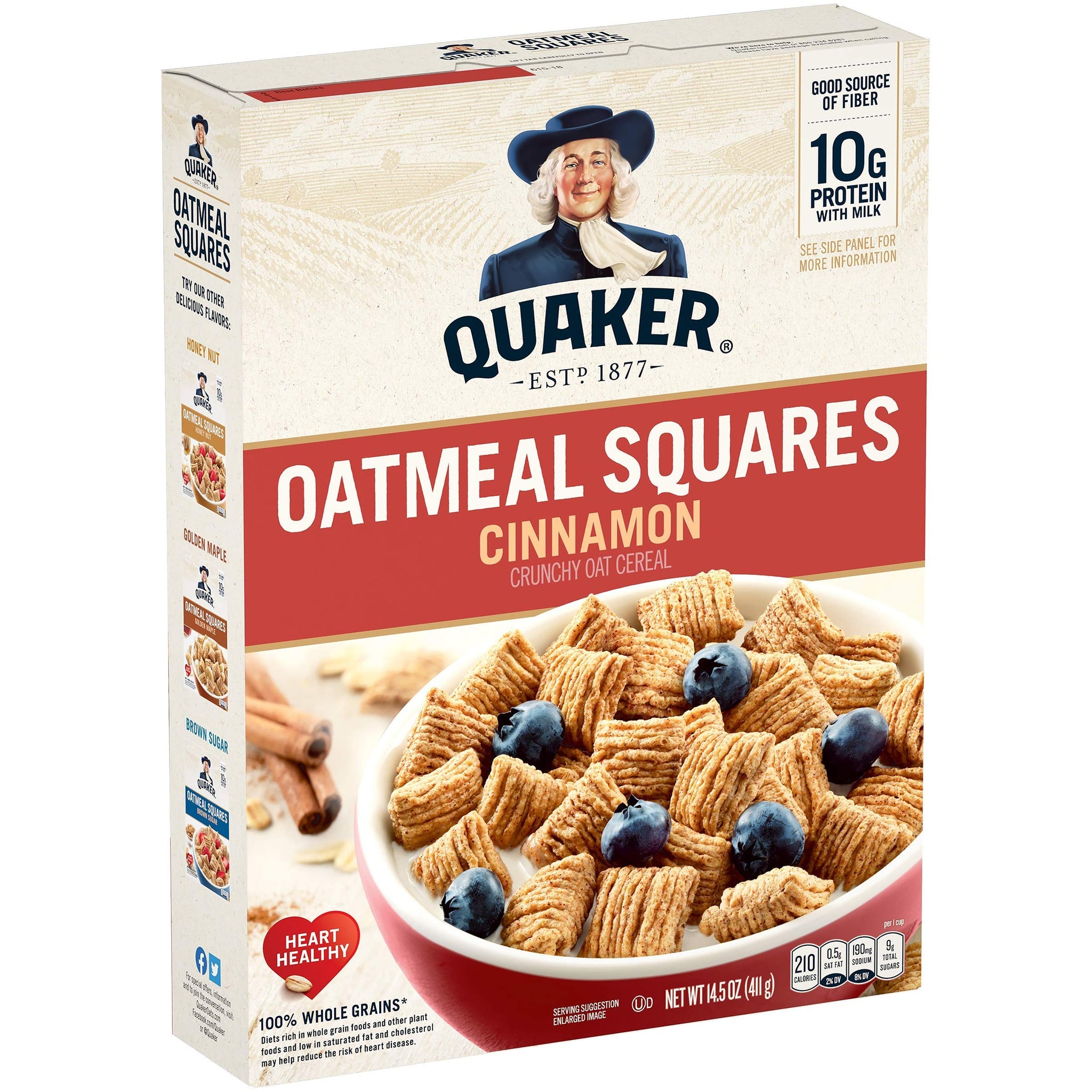 Quaker, Oatmeal Breakfast Cereal, Cinnamon, 14.5 Oz
