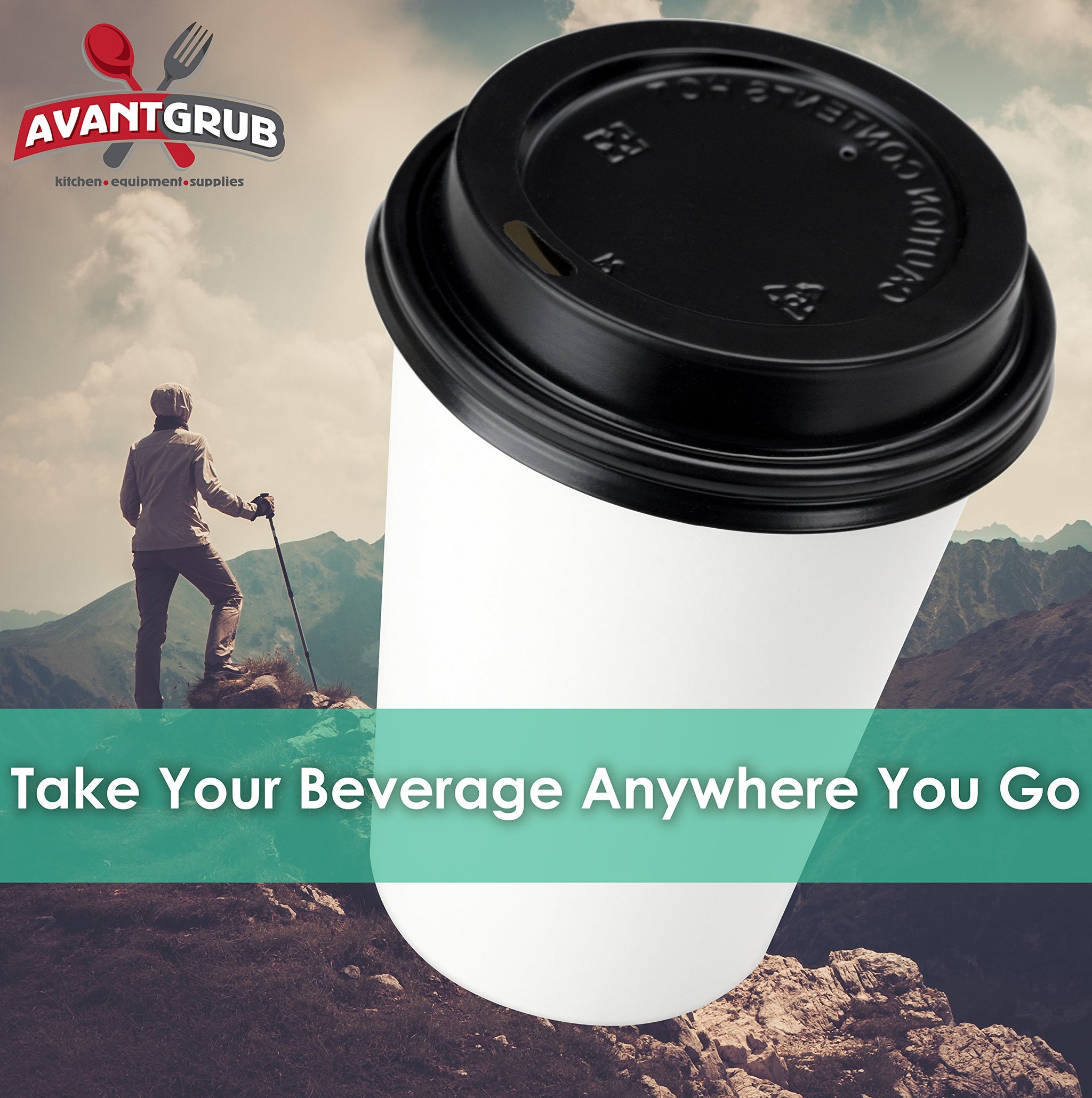 White 12 Oz Paper Coffee Cups With Recyclable Dome Lids, 100 Pk. BPA Free Disposable Drink Cup Set for Serving Hot Tea and Lattes at Kiosks, Shops
