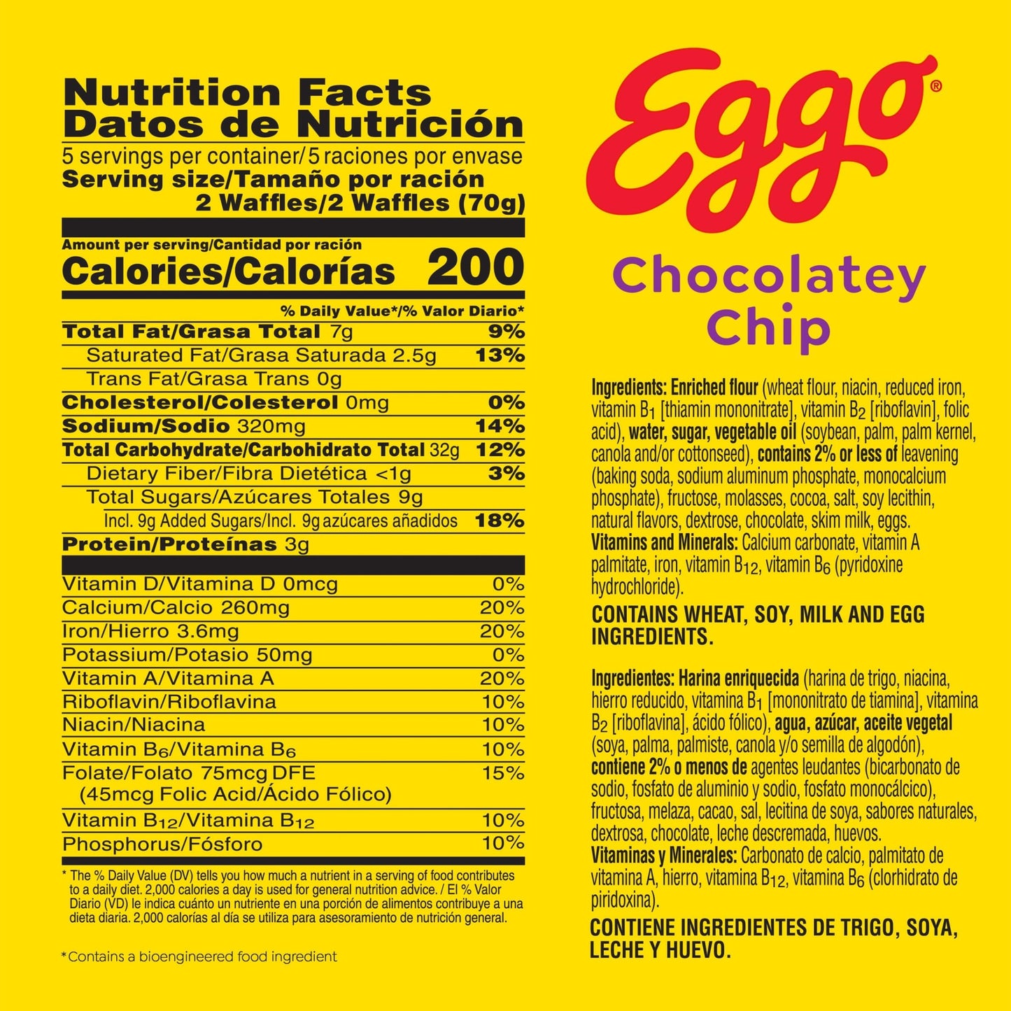 Eggo Chocolatey Chip Waffles, Breakfast Food, Frozen Breakfast, 10 Waffles (Frozen)