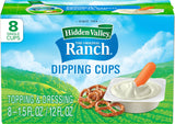 Hidden Valley Original Ranch Dipping Cups, Topping and Dressing To Go Cups, 1.5 Ounces Each, 8 Count (Package May Vary)