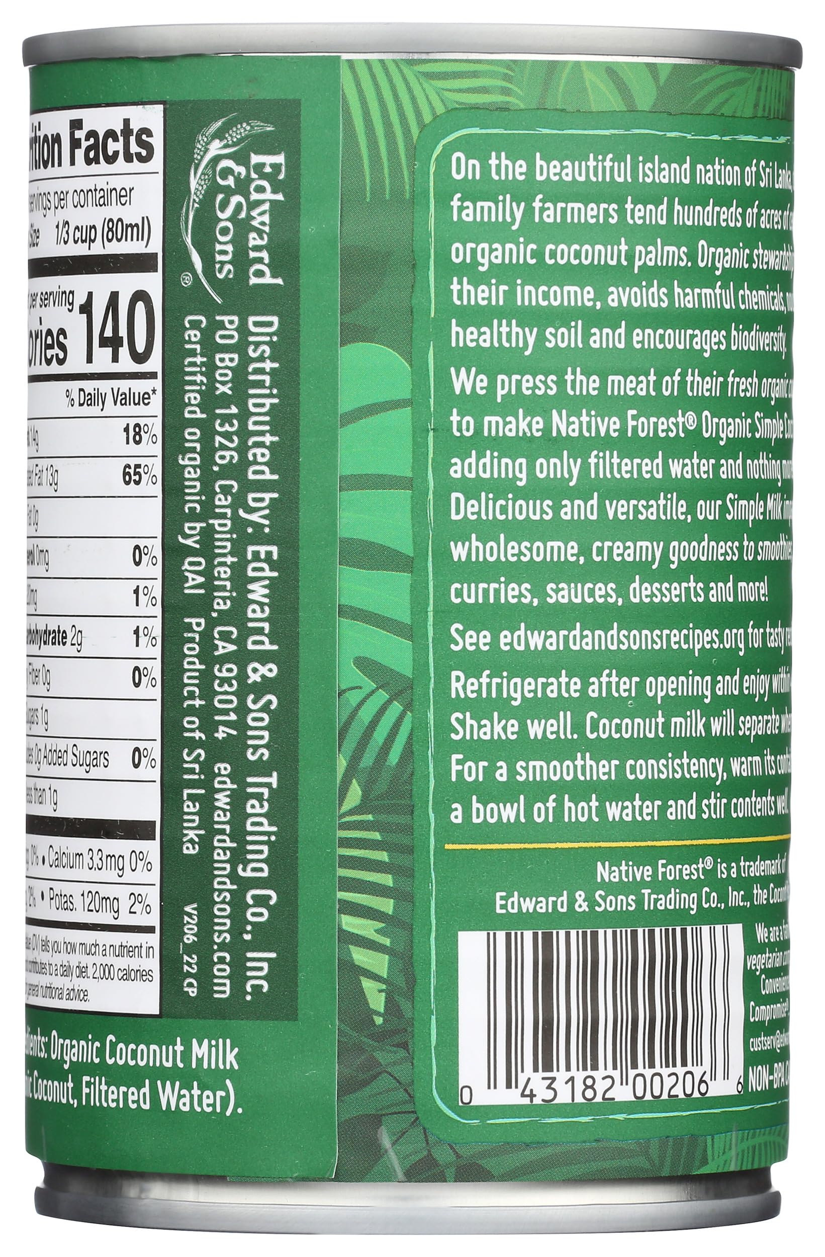Native Forest Organic Coconut Milk Unsweetened - Unsweetened Coconut Milk Canned & Organic, Simple, Vegan, Gluten Free, Non-GMO, No Guar - 13.5 Fl Oz (Pack of 1)