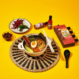 Thoughtfully Gourmet, Ramen Spicy Oils and Sauces, Includes Sesame Oil, Chili Oil, Soy Sauce, and Sriracha Flavored Seasonings, Set of 4