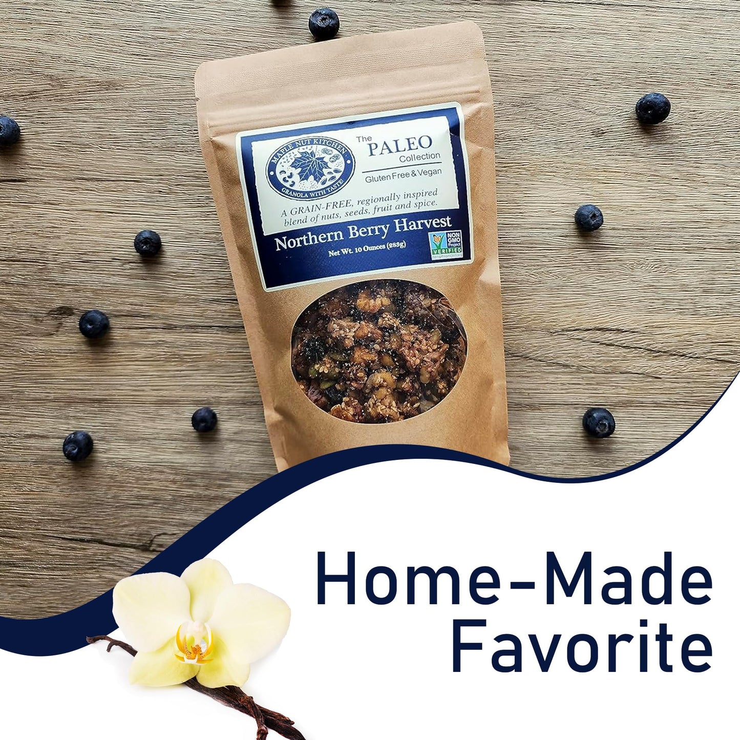 Maple Nut Kitchen Northern Berry Harvest Granola 3-Pack - Grain-Free with Walnuts, Seeds, Blueberries & Vanilla | Paleo, Low Carb, No Sugar Added