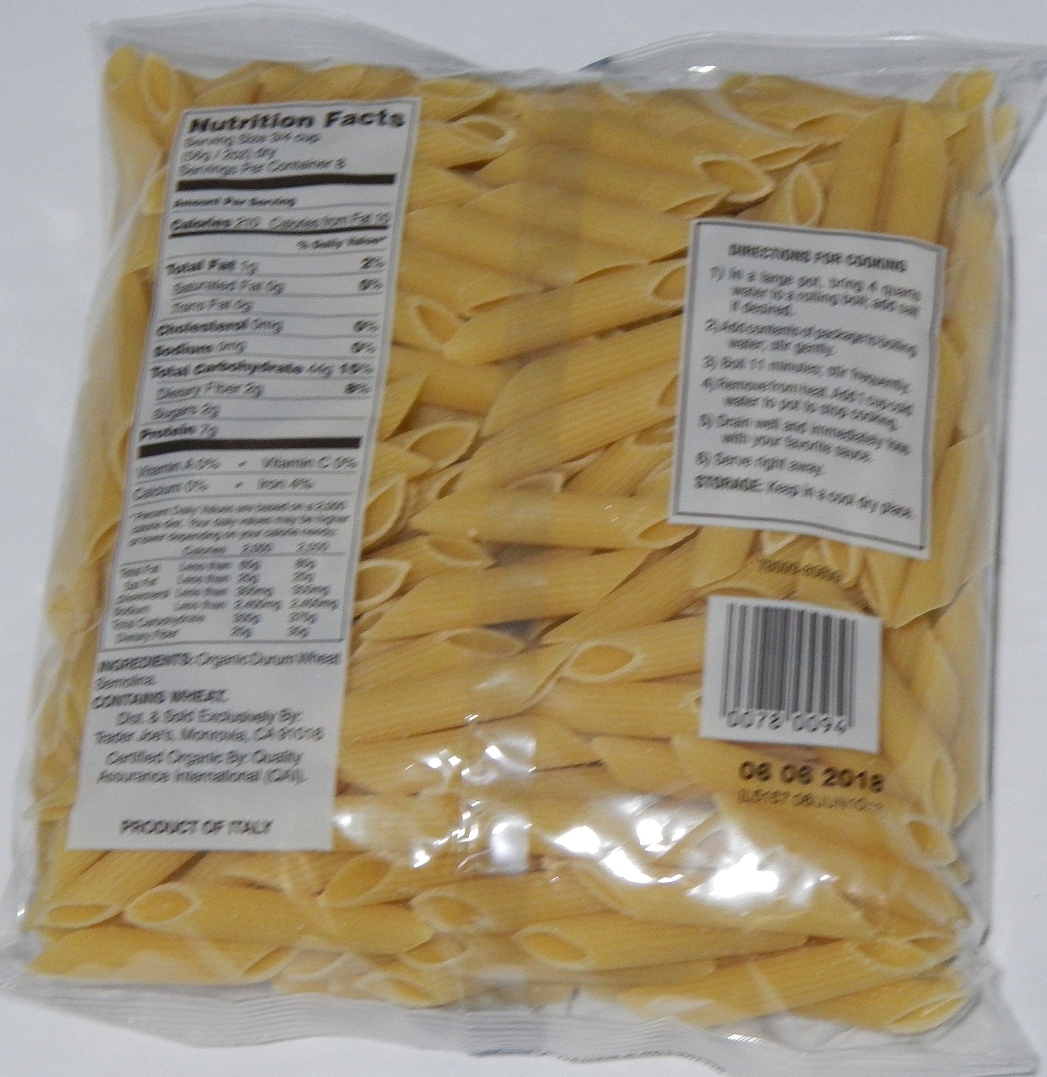 Trader Joe's Imported Italian Organic Penne Rigate Pasta, 1-Lb Bag (Pack of 3)