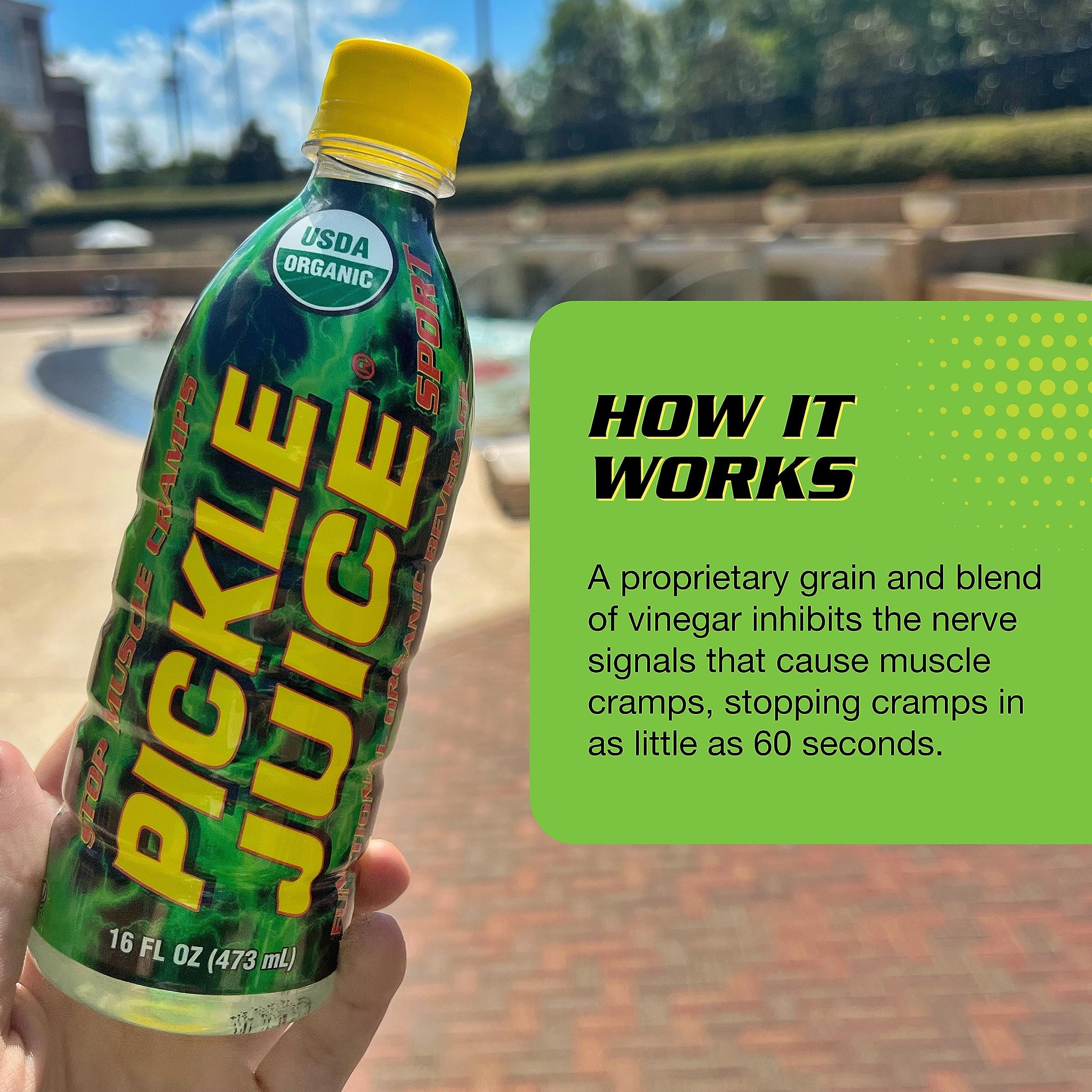 Pickle Juice Sports Drink - Relieves Cramps Immediately - Electrolyte Pickle Juice for Day & Night Time Leg Cramp Relief - Organic & No Artificial