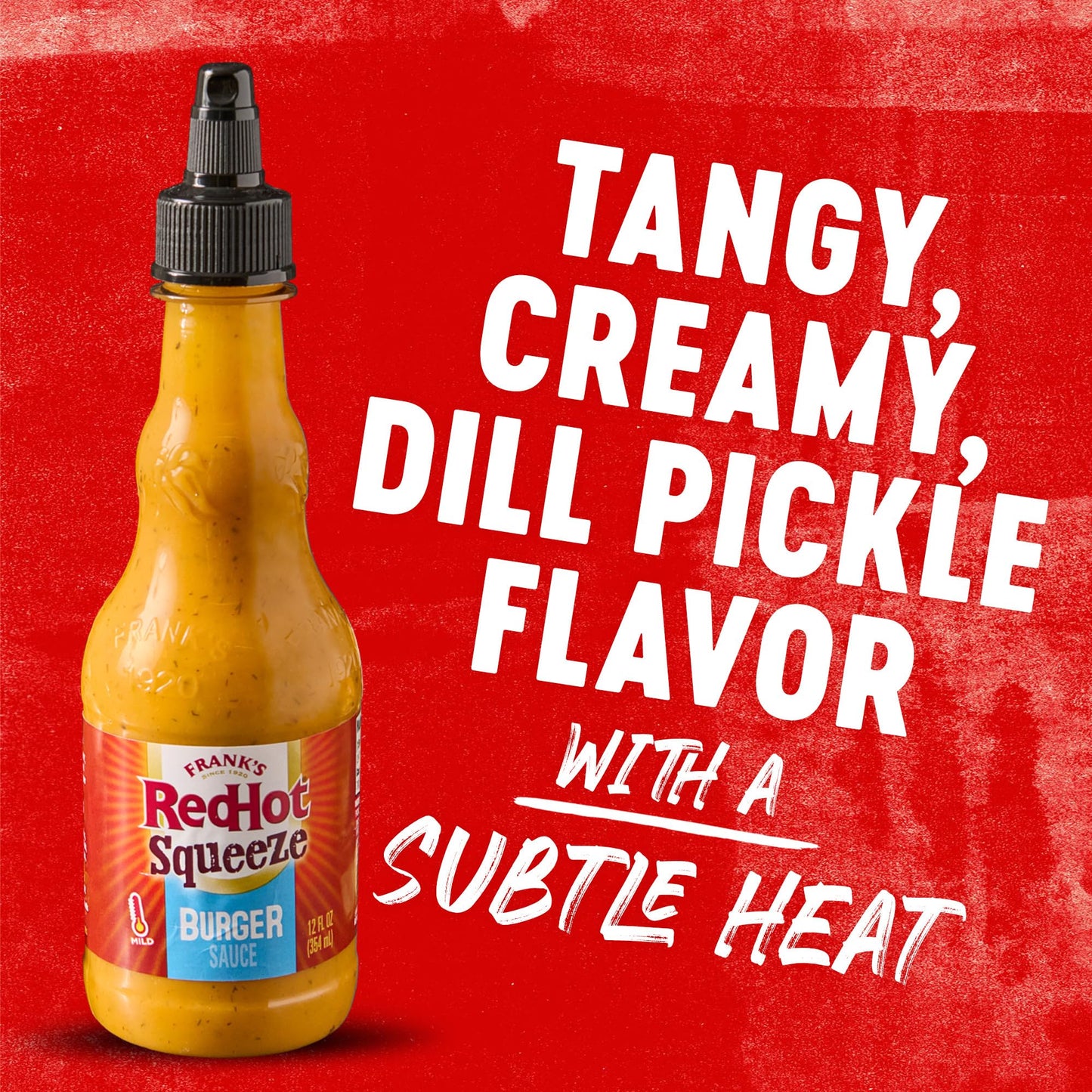 Frank's RedHot Burger Sauce, Squeeze Bottle, Creamy, Tangy Blend of Dill Pickle Juice, Mayo, and Frank’s RedHot Heat for Burgers & More, 12 fl oz