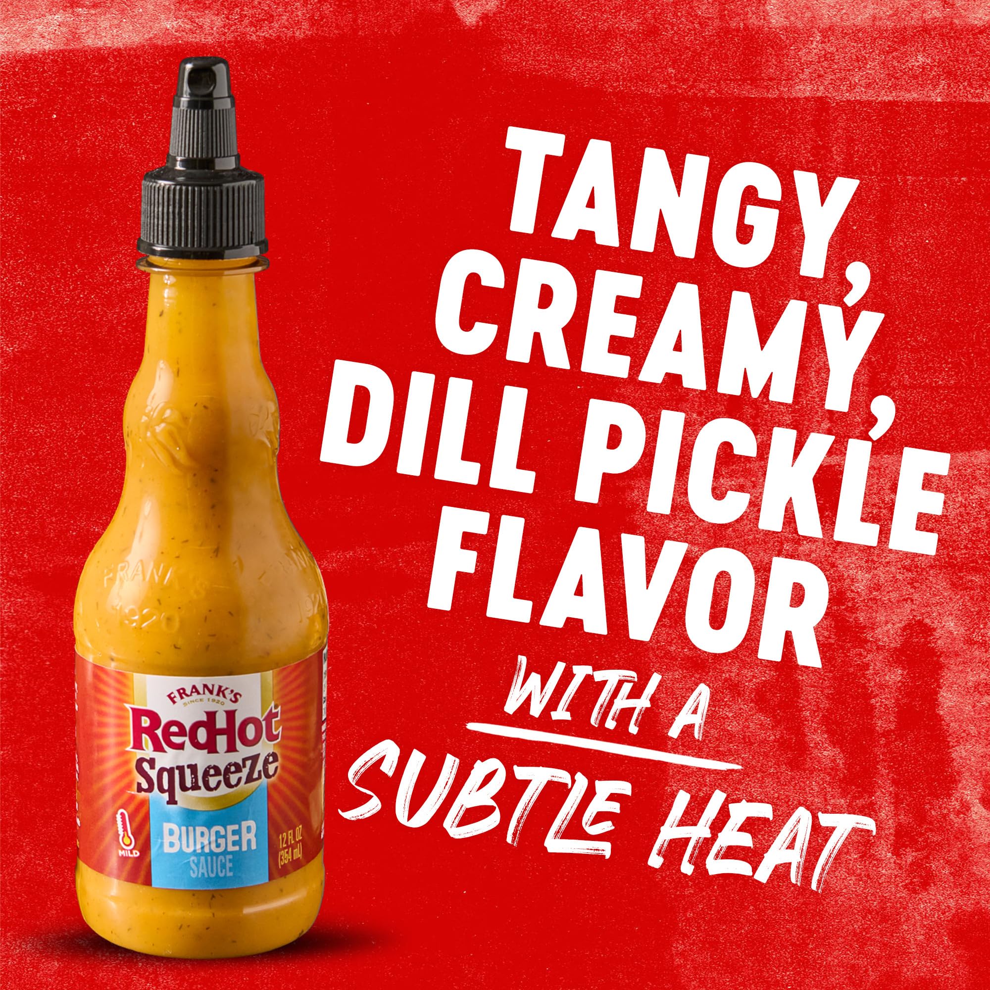 Frank's RedHot Burger Sauce, Squeeze Bottle, Creamy, Tangy Blend of Dill Pickle Juice, Mayo, and Frank’s RedHot Heat for Burgers & More, 12 fl oz