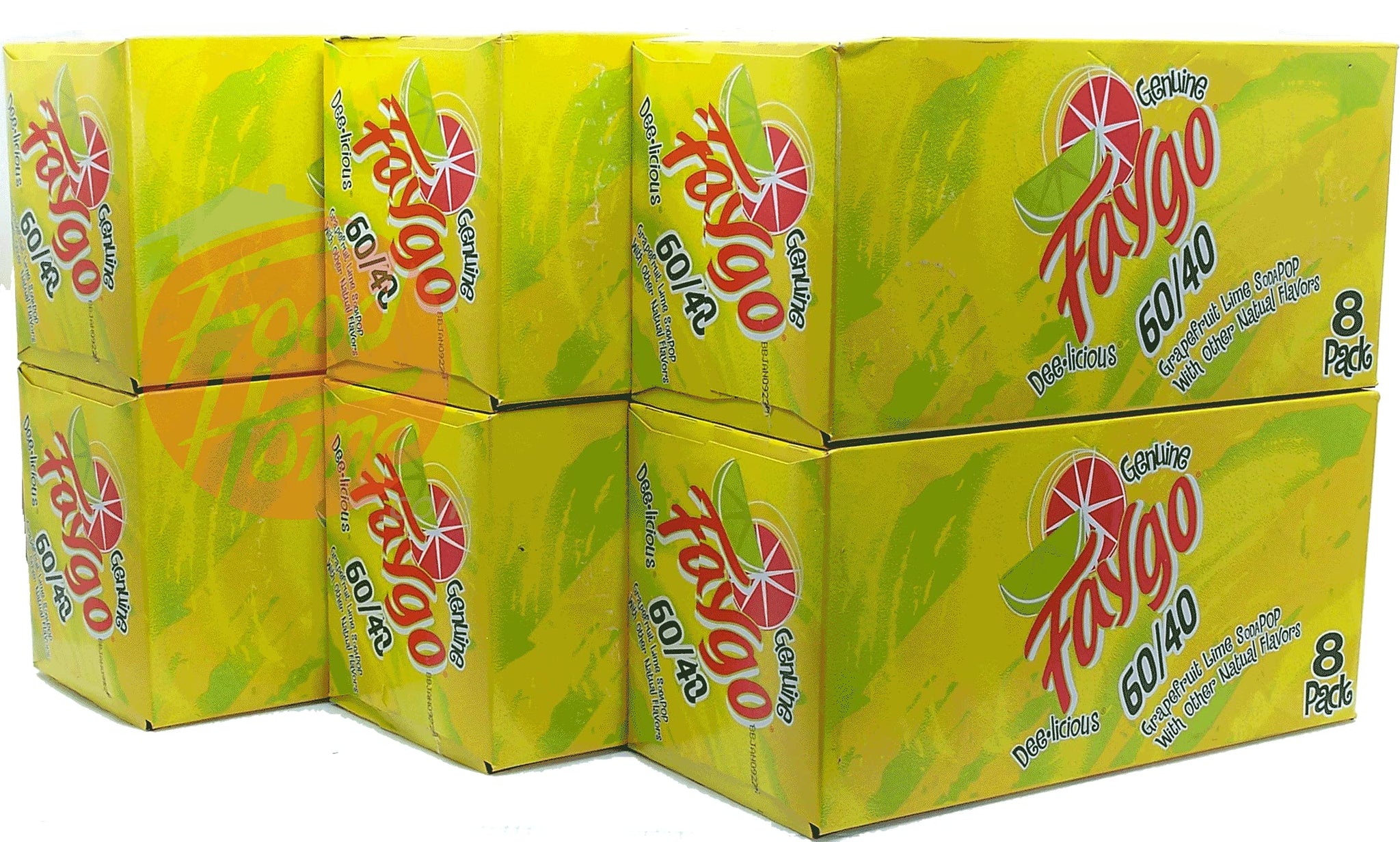Faygo 60/40! grapefruit lime flavor soda pop. 8-pack 12-fl. oz. cans in box (1)