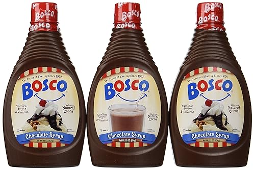 Bosco Original Chocolate Syrup, 22oz Squeeze Bottle (3 Pack) Natural Cocoa | Rich & Thick | Gluten Free | Kosher