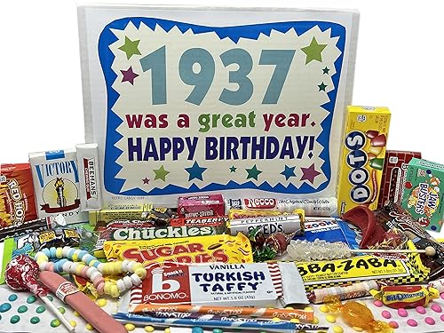 RETRO CANDY YUM ~ 1937 89th Birthday Gift Box of Nostalgic Candy Mix from Childhood for 89 Year Old Man or Woman Born 1937