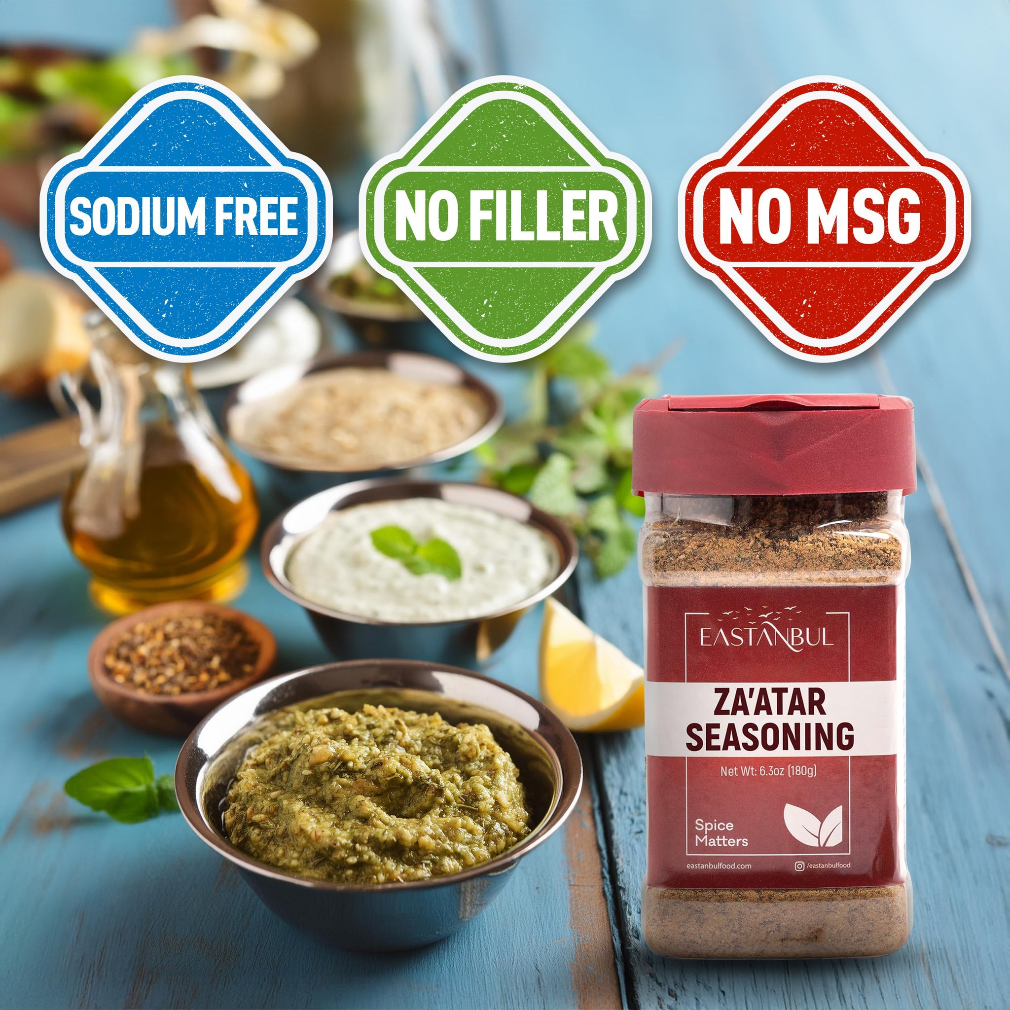 Eastanbul Zaatar Seasoning, 6.3oz, Za'atar, Zaatar Spice from Middle Eastern Spices, Perfect for Mediterranean Seasoning Blends, AKA Zahter, Zatar, Za