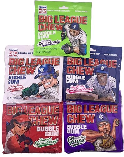Baseball Bubble Gum Bulk Variety Pack, 5 Flavors- Original, Sour Apple, Blue Raspberry, Grape, Strawberry by Snackivore