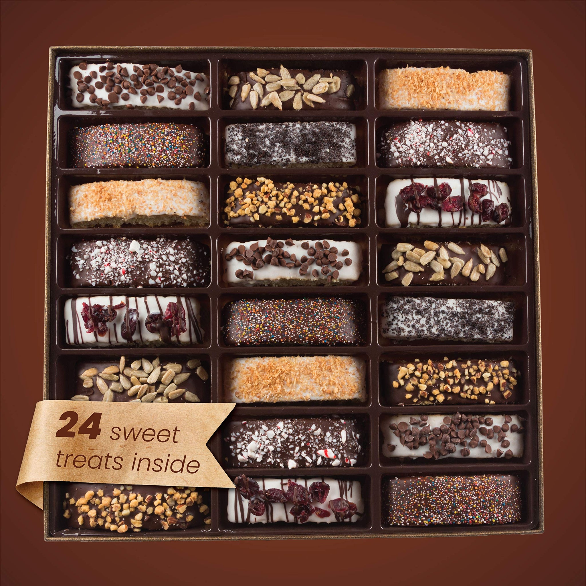 Barnetts Fathers Day Chocolate 24 Biscotti Gift Baskets, Gourmet Cookie Gifts Box for Him and Her Food Baskets Delivery, Candy Basket Ideas for Men