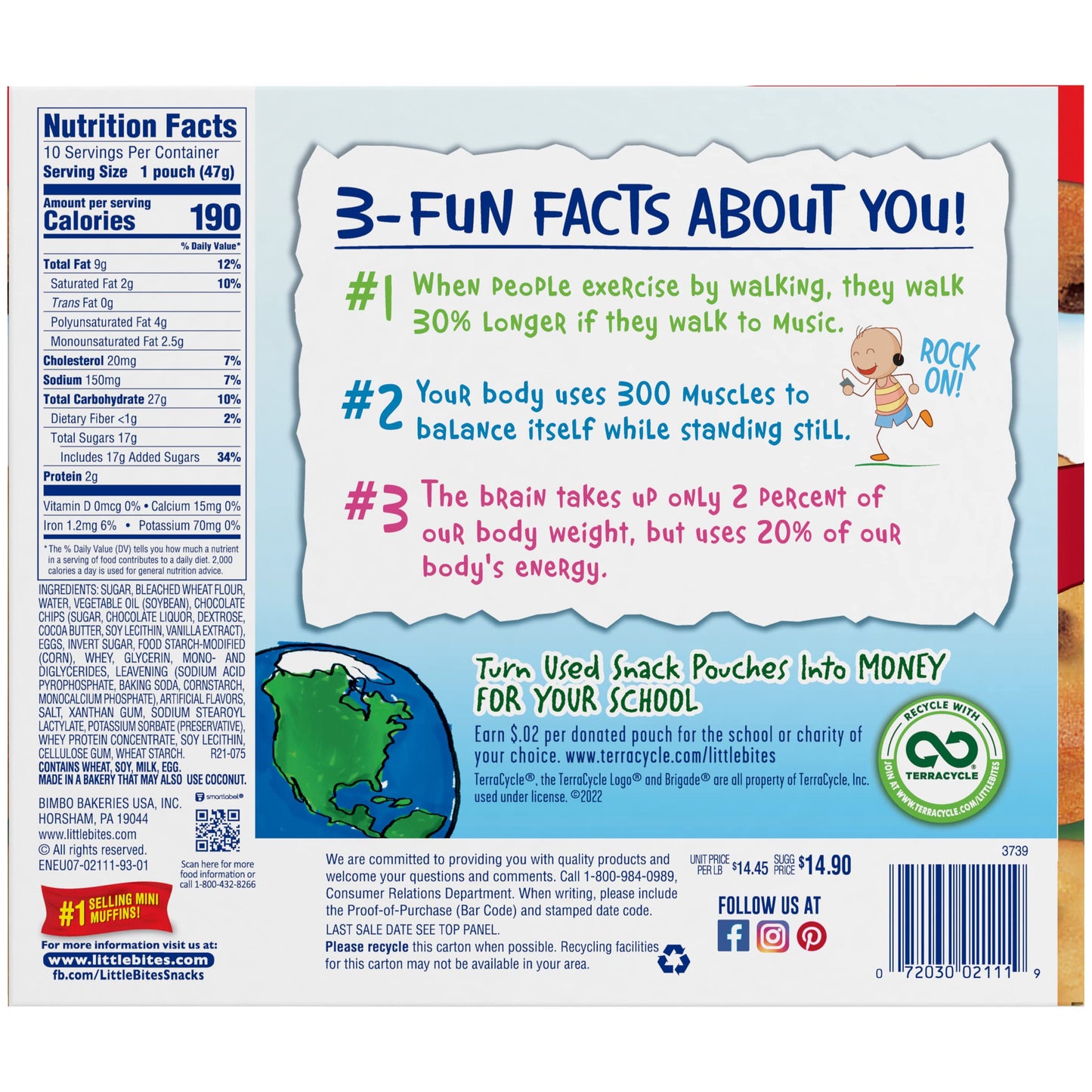Entenmann's Little Bites Chocolate Chip Mini Muffins, 2 pack (20 pouches total)