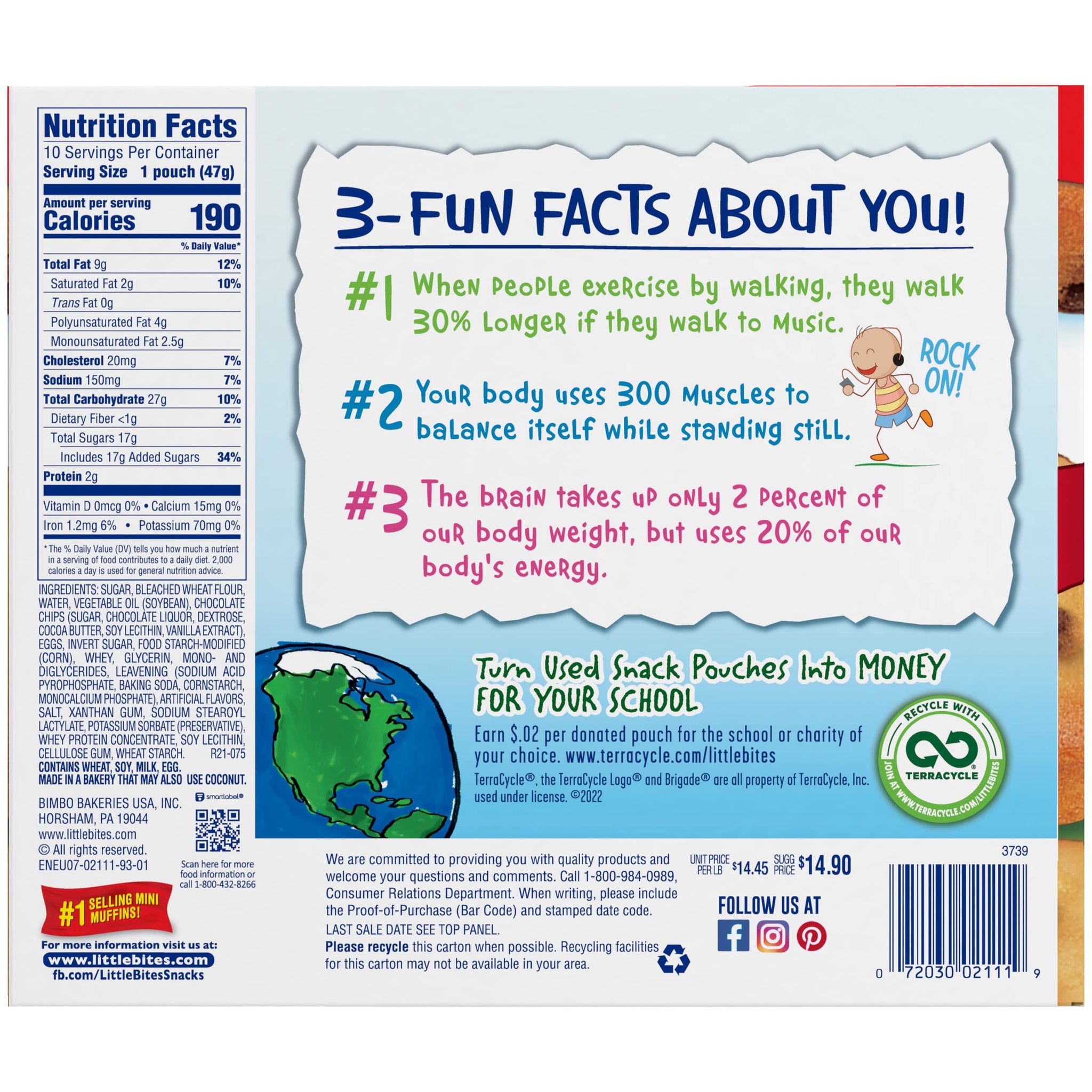 Entenmann's Little Bites Chocolate Chip Mini Muffins, 2 pack (20 pouches total)