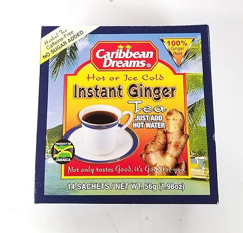 Caribbean Dreams Instant Ginger Tea Un-Sweetened 14 Sachets (pack of 6)
