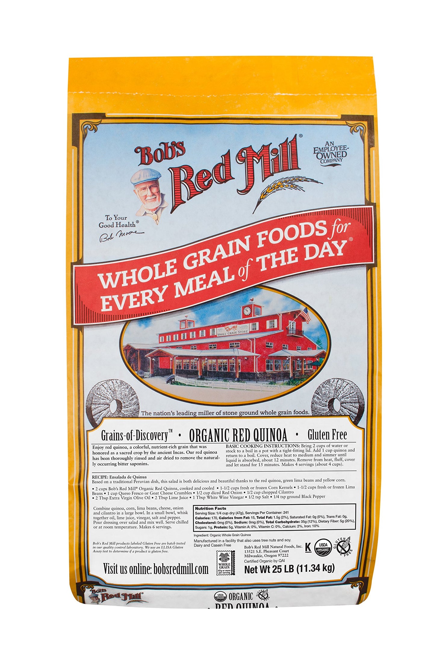 Bob's Red Mill Organic Red Quinoa Grain, 25 Pound