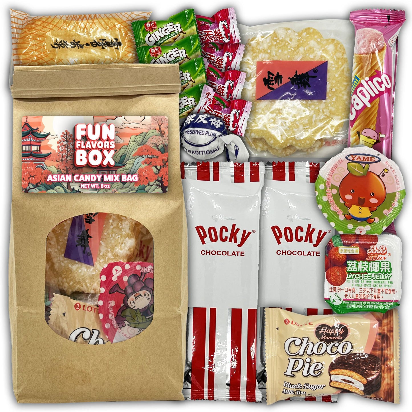 Asian Snack Candy Mix Bag (20 Count) Variety Pack for Birthday, Thank You, Party Favors, Thinking of You, Individually Wrapped Treats, Exotic Unique