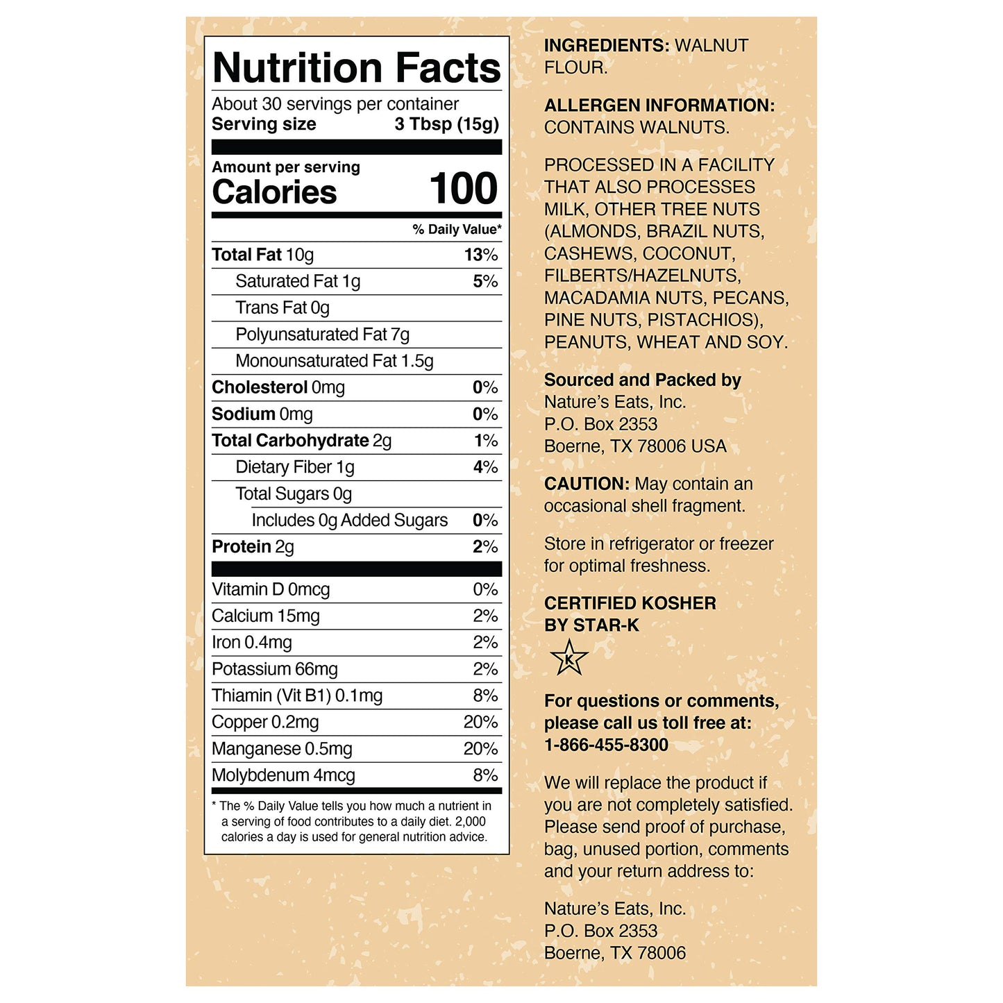 Nature’s Eats Superfine Walnut Flour - Finely Sifted, Blanched Gluten Free Nut Flour for Bread, Pancake Mix, Muffins, Low Carb & Vegan Baking